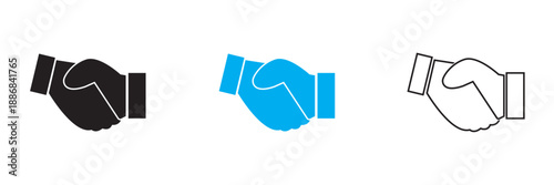 Handshake agreement icons . Handshake icons representing agreement, partnership, trust, and business cooperation in simple vector style.
