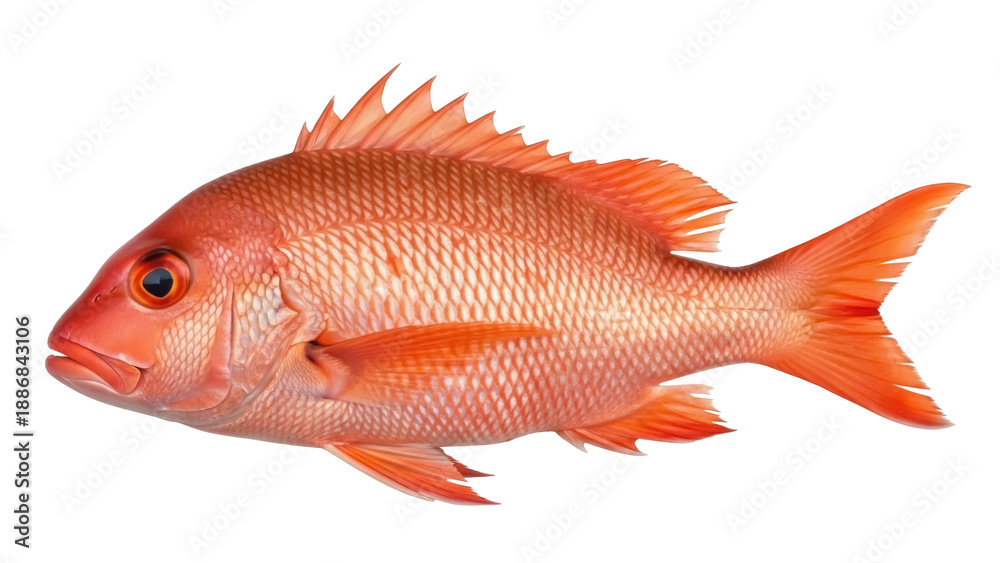 Fototapeta premium Isolated Red Snapper fish, an edible marine predator, prized as a popular food fish