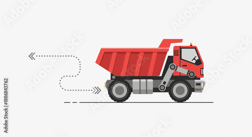 Vibrant Red Dump Truck Icon Representing Construction Transportation And Logistics Industry Needs