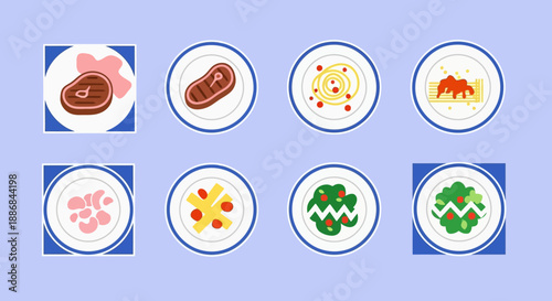 Various types of bacteria and microorganisms illustrations set.
