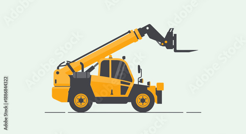Vibrant Yellow Telehandler Heavy Duty Lifting Equipment Flat Design Illustration