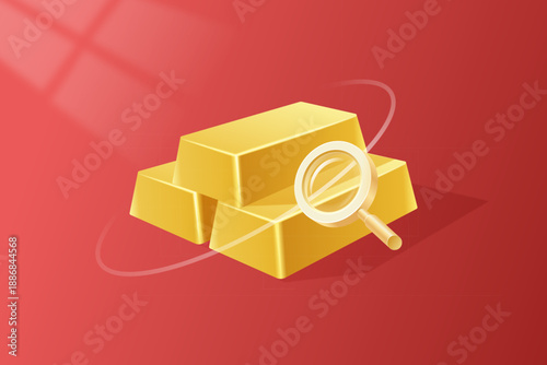 Gold Price Investment Financial Management Operation Gold Price Fluctuation 3D Illustration