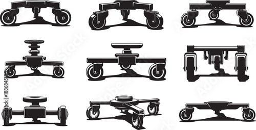 Collection of various electric scooter designs and angles shown