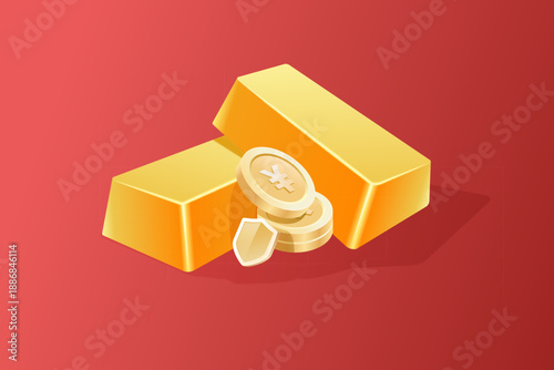 Gold Price Investment Financial Management Operation Gold Price Fluctuation 3D Illustration