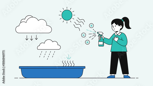 Woman Controls Weather With Spray Bottle Cools Down Hot Tub On Sunny Day