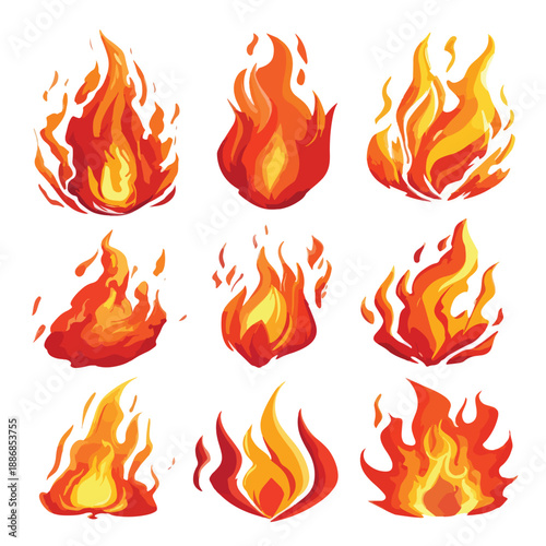 fire flames set