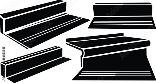 Black and white illustration of various steel beam profiles