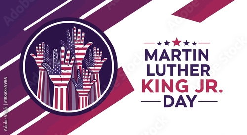 Martin Luther King Jr. Day Celebration with American Flag Hands and Stars