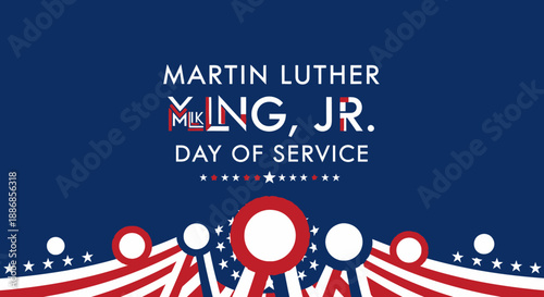 Martin Luther King Jr. Day of Service Vector Illustration with Patriotic Decorations