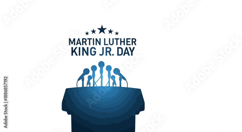 Martin Luther King Jr. Day vector illustration with podium and microphones