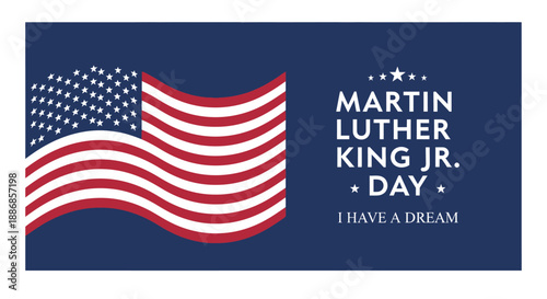 American Flag Waving for Martin Luther King Jr. Day Celebration and Dream Speech