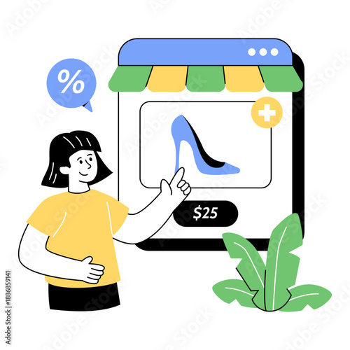 Conceptual flat style illustration of buy heel online 