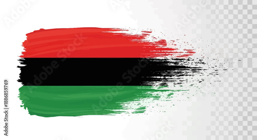 African American Flag Brush Stroke on Transparent Background - Red, Black, Green