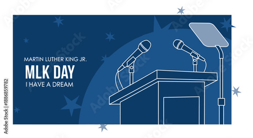 Martin Luther King Jr. Day "I Have a Dream" speech podium with microphones illustration