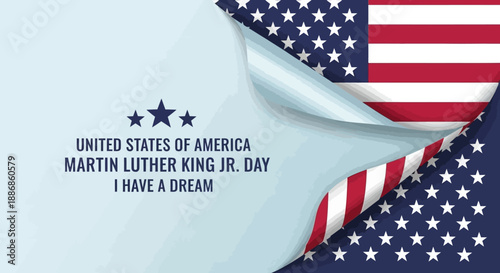 USA Martin Luther King Jr. Day with American Flag and "I Have a Dream" text