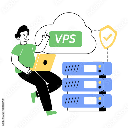 Creative design illustration of virtual private server 