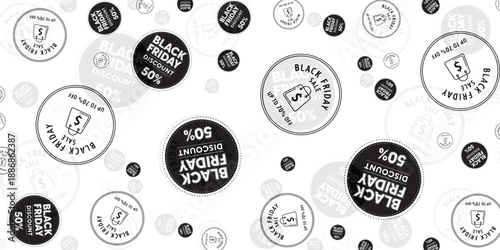 Black Friday Sale Discount Offer Pattern on White Background