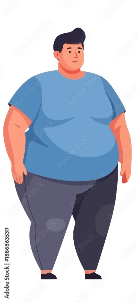 Fototapeta premium A smiling plus-sized person standing confidently in a casual outfit on a plain background from a front viewpoint