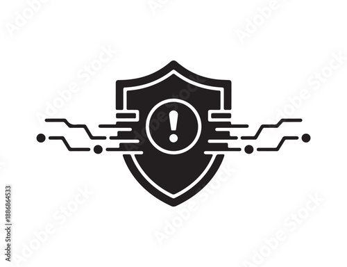 Data breach cyber alert icon silhouette