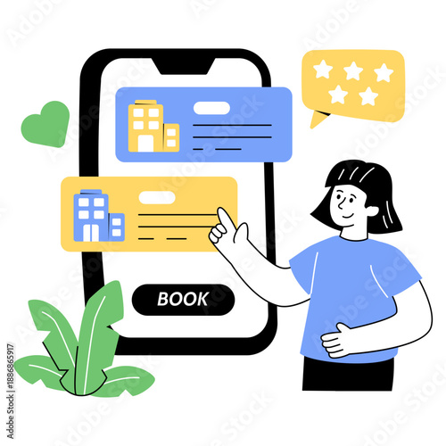 An illustration design of hotel booking chat 