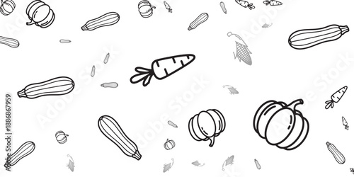 Scattered Vegetables on a White Background A Simple and Clean Design