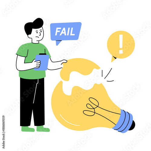 Modern design icon of failed idea 