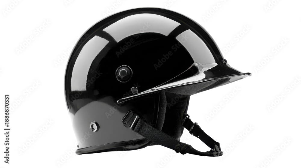 Fototapeta premium Black police protective helmet isolated on white background 