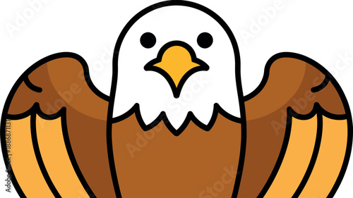 Bald Eagle Illustration in Cartoon Style with Vibrant Colors on White Background for Patriotic Symbol