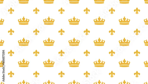 Obraz gold crown and fleur de lis symbols on white background transparent background