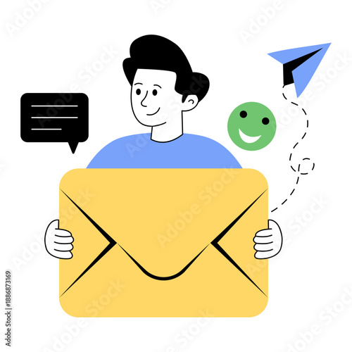 Editable design illustration of send email 