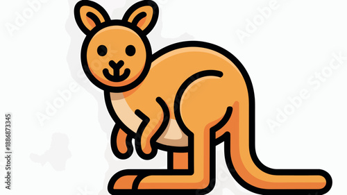 Kangaroo illustration in cartoon style with orange gradient on white background for australian wildlife