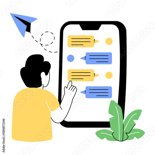 An illustration design of send mobile chat 