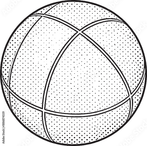Medicine Ball Black And White Technical Line Art Illustration