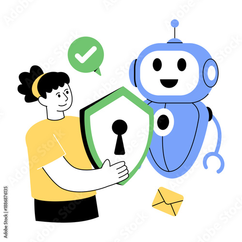 Editable design illustration of robot security 