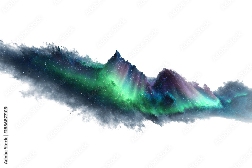 Fototapeta premium Northern Lights or Aurora Borealis effect isolated on the transparent background.