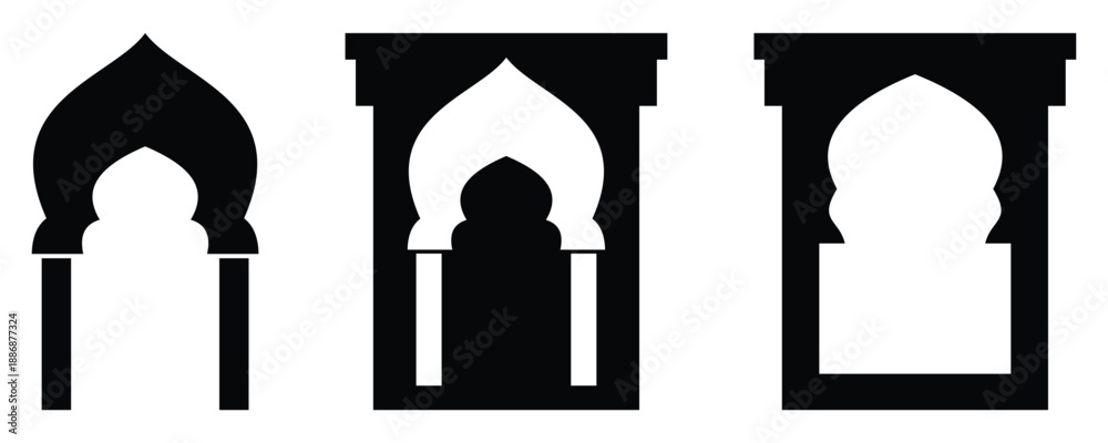 Fototapeta premium Creative Islamic Window Architecture for Decor and Design Projects, vector illustration.