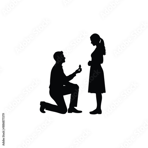 Man proposing to woman with ring in romantic gesture