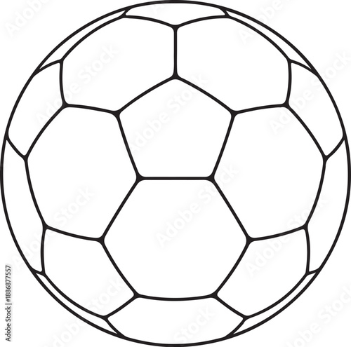 Soccer Ball Black And White Technical Line Art Illustration