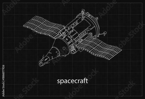 Spacecraft Blueprint Background Simple Vektor Flat Design