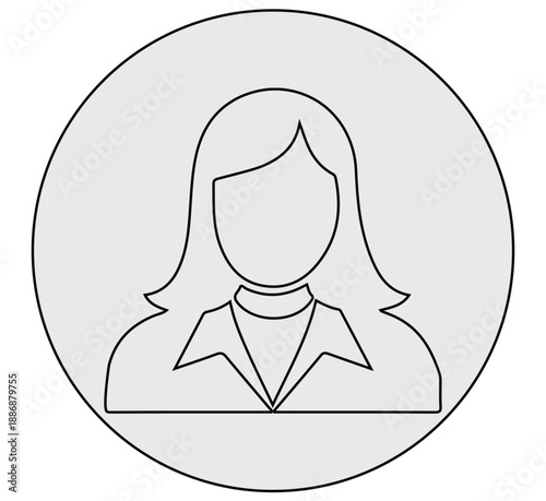 Minimal Female Avatar Icon Vector Illustration, User Profile Woman Face Flat Design