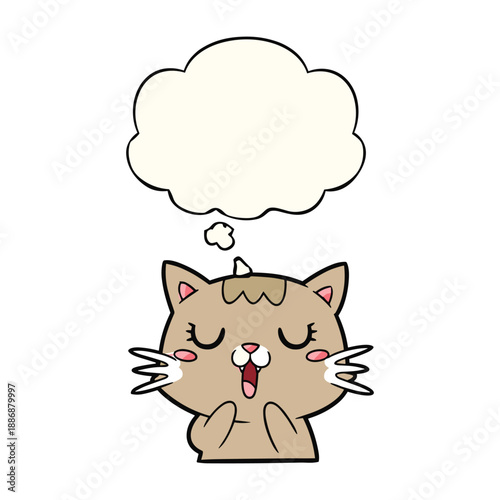 Cute cartoon cat with thought bubble