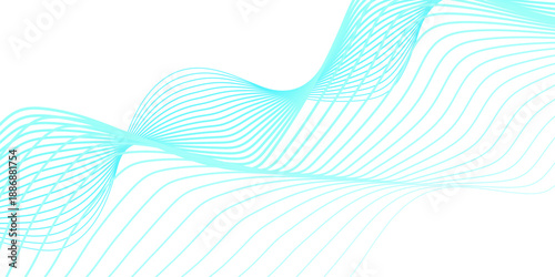 Abstract blue smooth wave on a white background. Glowing waveform frequency futuristic energy sound waves technology concept background. Energy technology concept modern backdrop design for business.