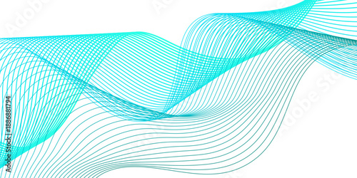 Abstract blue smooth wave on a white background. Glowing waveform frequency futuristic energy sound waves technology concept background. Energy technology concept modern backdrop design for business.