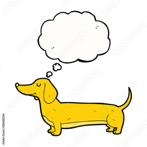 Thoughtful dachshund with empty thought bubble