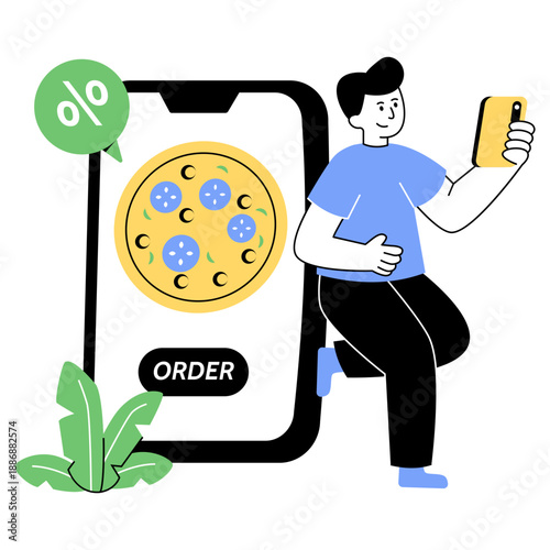 Premium download illustration of online pizza order 