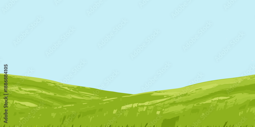 Obraz premium Simple illustration of rolling green hills against a clear blue sky backdrop