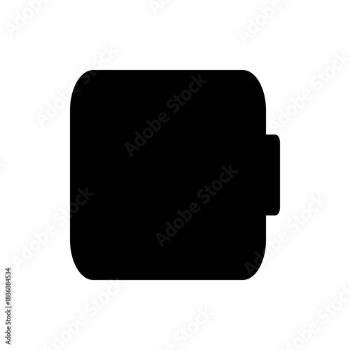 A minimalist black silhouette of a smartwatch on a white background