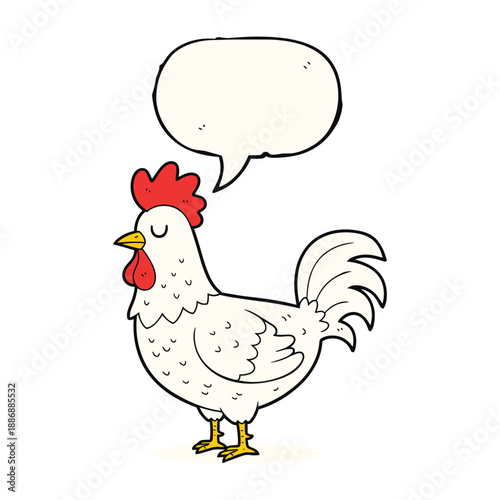 Cartoon chicken with speech bubble