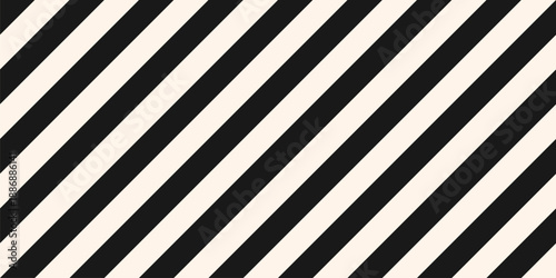 Simple black and white vector stripes texture. Seamless pattern with straight diagonal lines, 45 degrees inclination. Abstract minimal striped background. Basic geo pattern. Modern repeated design