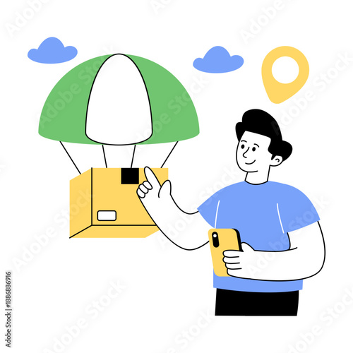 An illustration design of parachute delivery